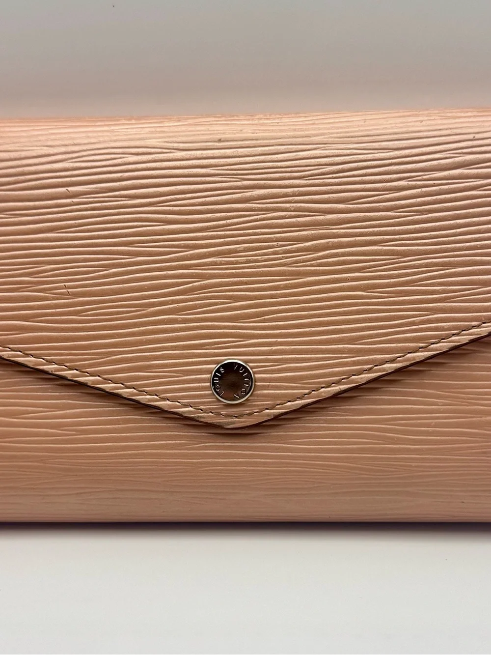 Louis Vuitton Sarah Blush Epi Leather Envelope Wallet with Branded Snap
